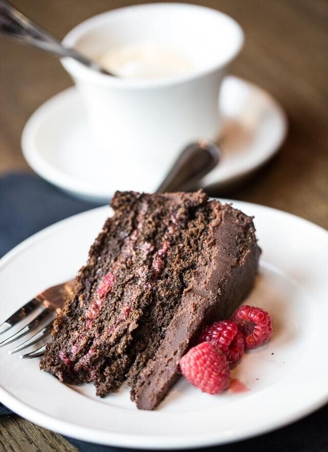 Healthier Chocolate Raspberry Cake