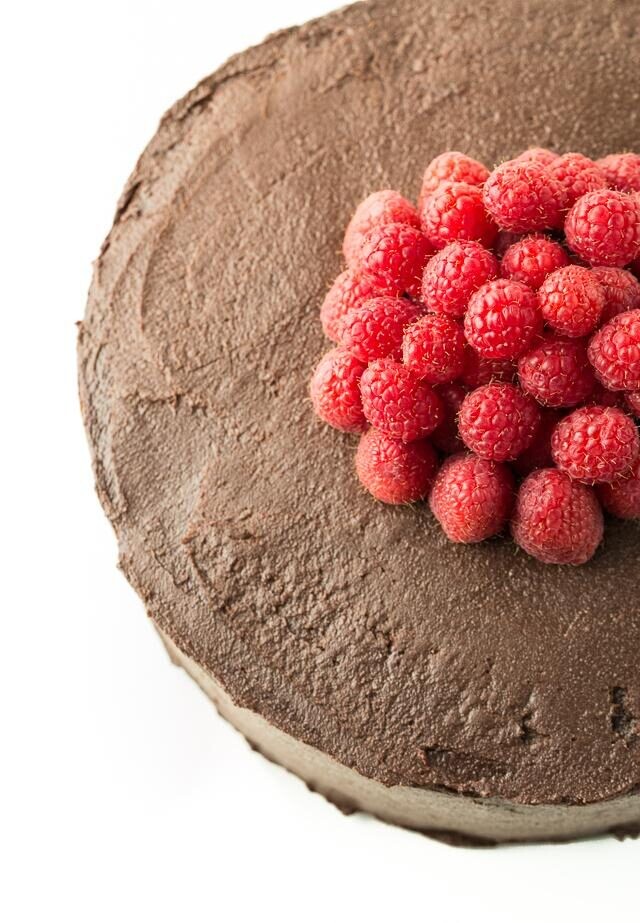 Healthier Chocolate Raspberry Cake